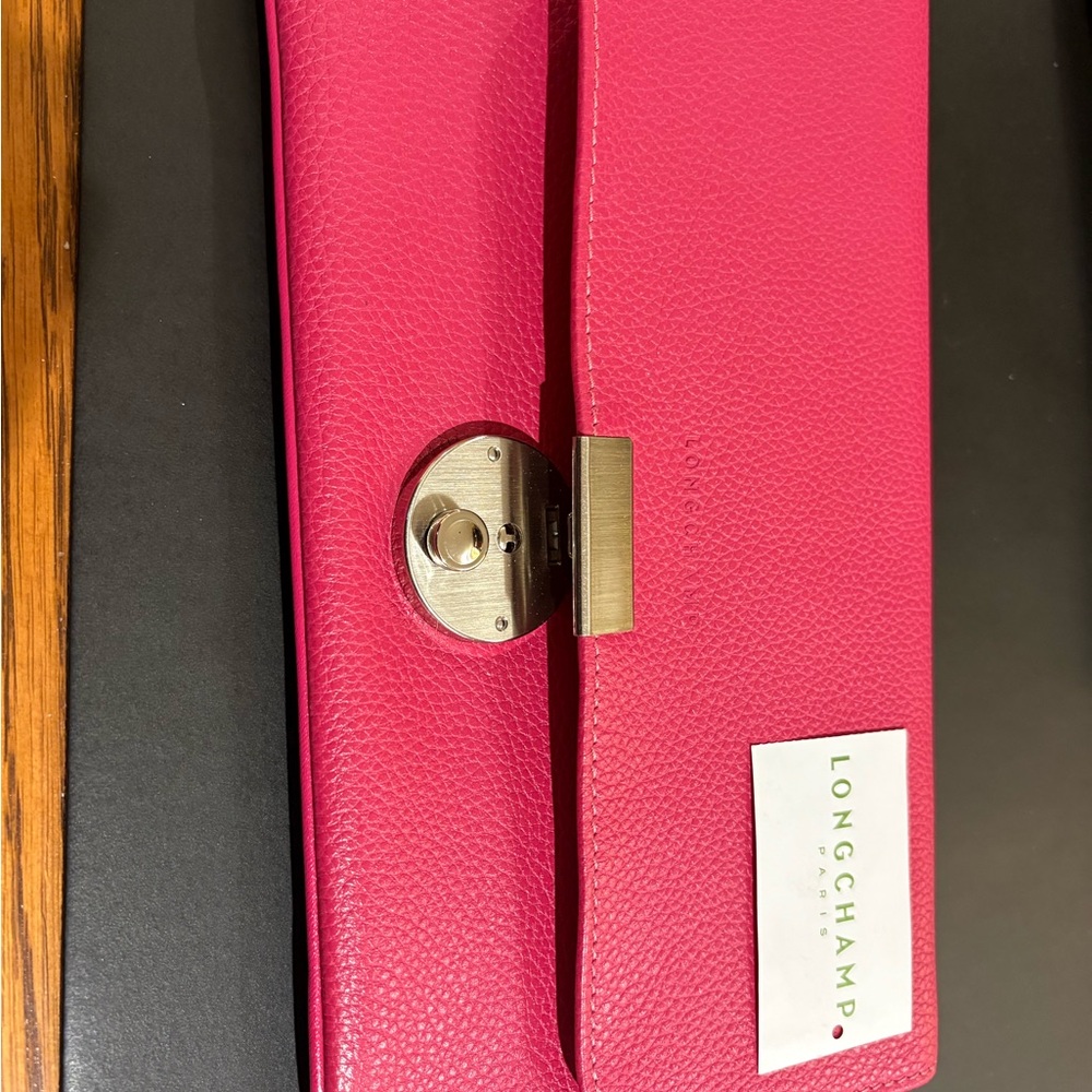 Longchamp Fuchsia Leather Clutch